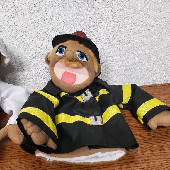 Plush Hand Puppets - Lot of 3 - Boy, Chef and Fireman - Various Brands - Picture 4 of 12